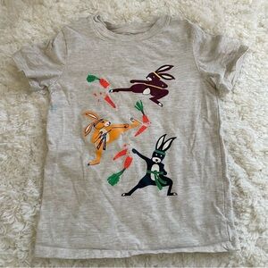 Cat & Jack 5T Kids Cream Easter Spring Ninja Bunny Carrot Short Sleeve Shirt
